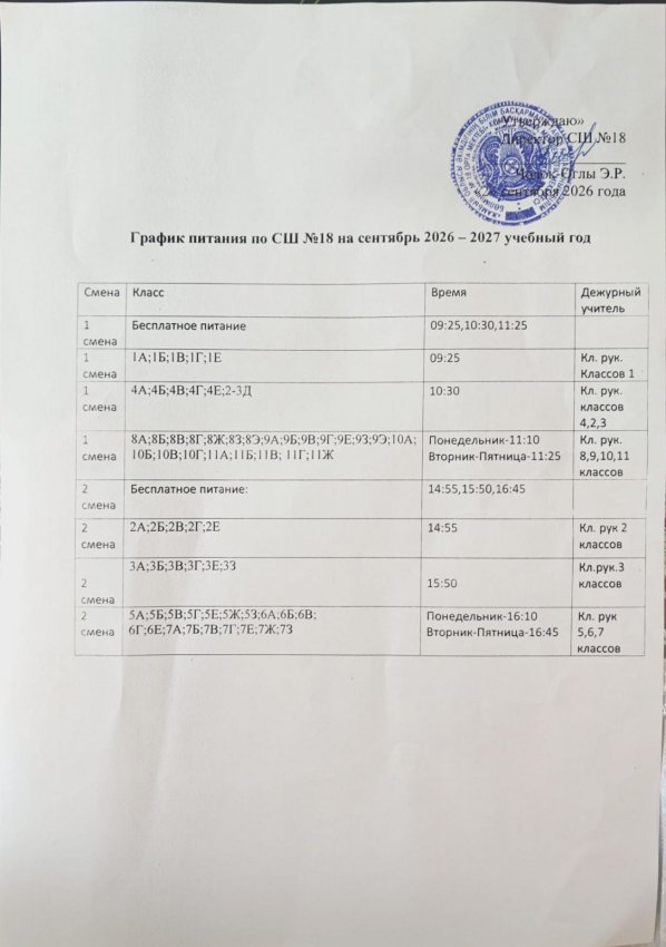 График питания на 2026-2027 уч.год